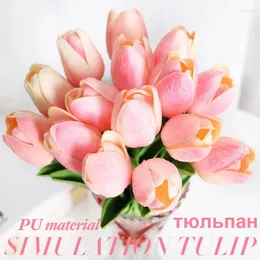 Fiori decorativi 9 pezzi/set fiore artificiale tulipano calla giglio simulazione PU finta decorazione di nozze festa anno El Home Decor