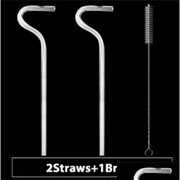 Drinking Straws One Set 2Pcs Sts And 1 Brush Reusable Glass Drinking Anti Wrinkle St Flute Style Design For Engaging Lips Drop Deliver Dh1Zu