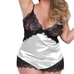 Indumenti da notte da donna di grandi dimensioni divertente camicia da notte in pizzo sexy intimo per la casa lingerie pigiama canotta