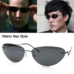 Güneş Gözlüğü Moda Matris Neo Style Rimless Polarize Kadın Erkekler 2024 Ultralight Sürüş Gölgeleri Y2K Steampun Oculos