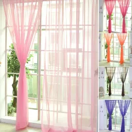 Cortina única peça de tela transparente de vidro de cor sólida para sala de estar painel de triagem de janela do quarto