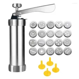 Baking Moulds Cookie Press Gun Kit DIY Biscuit Maker And Churro With 20 Decorative Stencil Discs 4 Icing Tips