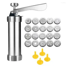 Moldes de cozimento Cookie Press Gun Kit DIY Biscoito Maker e Churro com 20 discos de estêncil decorativos 4 dicas de gelo