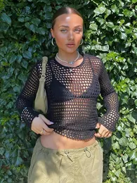 Kobiety dla kobiet fSDA 2024 Black Backless Back Back Back Crop Top Knitted Dust Out Summer Y2K Beach Sexy Casual Bandage