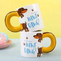 Mugs 450ml Creative Cartoon Sausage Pet Dog Coffee Cup Milk Tea Home Personality Ceramic Birthday Christma Gift For Children