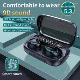 Беспроводные Bluetooth 5.3 наушники стерео спортивные водонепроницаемые наушники с микрофоном светодиодный цифровой дисплей сенсорный