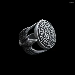 Cluster-Ringe Vegvisir Futhark Runen Wikinger Kompass Magischer Stab Nordisches Amulett verstellbare Größe Ring 1 Stück SanLan