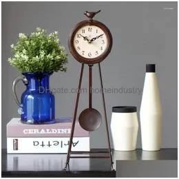 Desk & Table Clocks Table Clocks American Creative Clock Vintage Living Room Silent Luxury Digital Office Relo De Mesa Home Decoration Dh2Zr