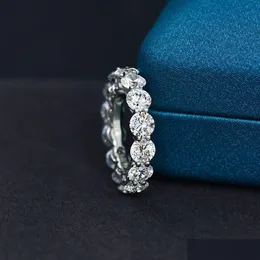 Pierścienie ślubne pierścienie wieczne 5 mm moissanite pierścień 100% oryginalny 925 SIERLING SIER Party Band for Women Drobne zaręczynowe biżuteria Drop dhz4g