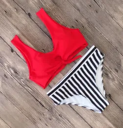 Sexemara Bikini costume da bagno donna costumi da bagno sexy rosso nero costume da bagno beachwear spiaggia piscina bikini a vita bassa set 20195720295