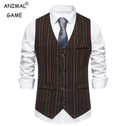 Lässige karierte Anzugweste für Herren, Tweed, schmale Passform, für Hochzeit, Tanktops 240125