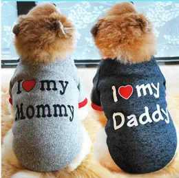 Vestuário para cães roupas pequenas roupas bonitos filhote de cachorro gato roupas de algodão camiseta chihuahua pug colete primavera outono traje de estimação eu amo papai mamãe