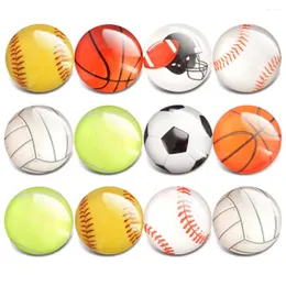 Charm Bracelets 10pcs/lot Mixed Snap Jewelry Basketball Football Baseball Glass Charms 18mm Buttons For DIY Bracelet ZB306