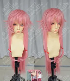 Rifornimenti del partito The Future Diary Mirai Nikki Yuno Gasai 100 cm Lungo Rosa Pesca Resistente Al Calore Capelli Costume Cosplay Protezione Della Parrucca