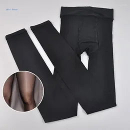 Women Socks Man Tights Pants High Elastic Men's Stockings Open Sheath Underwear Lingerie Pantyhose Club Black Body