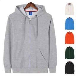 Clássico em branco zip up hoodies unisex moda zíper hoodie masculino zipup simples moletom com capuz para sudadera con capucha felpo 240201