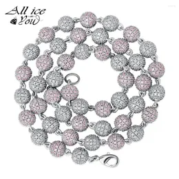 Цепочки ALLICEONYOU 6 мм Miami SphericChains Колье-колье Iced Out Micro Pave Цирконий Хип-хоп Панк Модные украшения для подарка