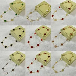 Van Jewelry Designer Four-Leaf Clover Ten Flower Necklace Agate Shell Necklace Laser Diamond Halsband Tårkedja Kedjan Jubileums Present Present