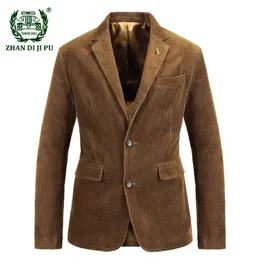 Brand Corduroy Business Blazer Men Spring Autumn Vintage Mens Jackets Cotton Casual Slim Fit Suit Male Size M4XL Homme 240124