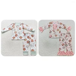 Conjuntos de roupas atacado pijamas de natal crianças sleepwear camisa biscoito leite doces bastões conjunto combinando menino menina criança calças criança rosa