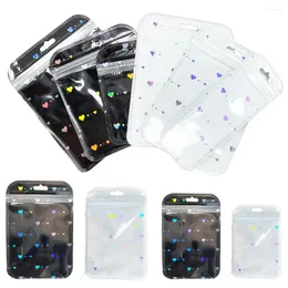 Bolsas de jóias 50pcs Bolsa de bolsas de zíper para laser branco preto para produtos para miçangas para pequenas empresas empreendedorismo material de embalagem