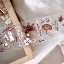 Gift Wrap Freckles Tea Vintage Maple Ginkgo Leaf Mushroom Washi PET Tape For Card Making DIY Scrapbooking Plan Decorative Sticker
