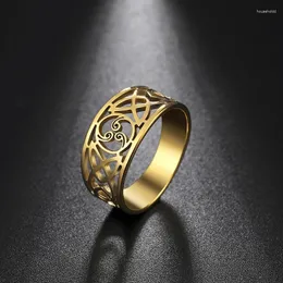 Klaster Pierścienie DreamTimes Magatama Irish Knot for Women Lady Classic Hollic Celtic Silver Color Prezent Wedding Prezenty biżuterii moda