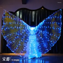 Palco desgaste arco-íris cor alas ângulo led asas adulto traje circo luz trajes luminosos festa mostrar isis dancewear