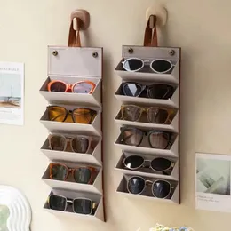 23456 grades óculos de sol organizador viagem acessórios caixa armazenamento para óculos portátil dobrável pendurado na parede caso 240125