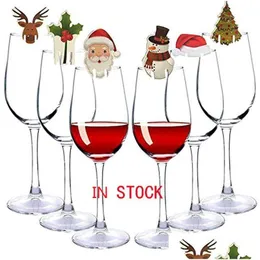 Decorazioni natalizie Etichetta per boccale di vino di Natale Cervo di Babbo Natale Pennarello in vetro rosso Consegna festosa a casa Giardino domestico Forniture per feste festive Dhvxs