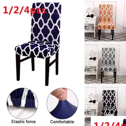 Chair Covers 1/2/4Pcs Er Spandex Stretch Elastic Slipers Printed Seat Ers For Dining Room Kitchen Wedding Banquet El Drop Delivery H Otxcr