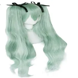 Details zu Vocaloid IATSUNE MIKU Double Green Ponytails Synthetische Cosplay Perücke für Frauen339b