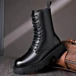 italian brand designer men boots laceup black trend shoes stage nightclub dress original leather platform boot motorcycle botas 240126