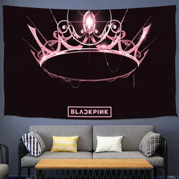 装飾的な壁タペストリーkpopblackpink装飾黒い屋外の装飾パノラマの壁紙ベッドルームタペストリーヘッドボードぶら下がっている240127