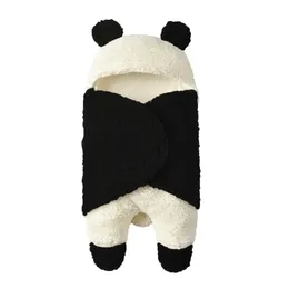 Baby Sleeping Bag Ultrasoft Fluffy Fleece Född Mottagande filt Infant Boys Girls Cloth Panda Nursery Wrap Swaddle 240131