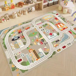 Baby mattor Playmats Kids Parking Traffic Play Golv Mat Boy Car Cartoon Road Track Mattan Uppfarten Drop Delivery Otvyu