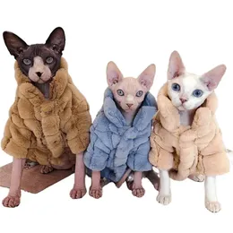 Inverno Sfinge Devon Rex Vestiti per gatti senza pelo Felvet Addensare Giacca scozzese calda Abbigliamento in pile polare Vestiti per gatti per gatti sphynx 240130