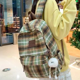 Rucksack Mode Plaid Woolen Frauen Student Buch Tasche Rucksäcke Für Teenager Mädchen Schule Taschen Große Kapazität Reise Rucksack