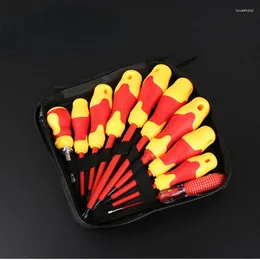 10pcs Insulated Screwdriver VDE Slotted And Phillips Screwdrivers Isolation Current Cross Flat Electrician Hand Tool