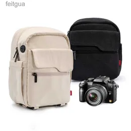 카메라 가방 액세서리 크로스 바디 백 가벼운 SLR 캔버스 사진 가방 휴대용 작은 어깨 방수 삼각대 액세서리 케이스 YQ240204