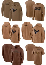 T-Shirt Houston''Texans''Brown Men Women Youth 2023 Salute To Service Club Pullover Hoodie