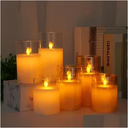Kerzen 3 teile / satz Elektronische Kerze Lampe Simation Flamme Fernbedienung Set Braunglas Led Drop Lieferung Hausgarten Wohnkultur Dhmh8