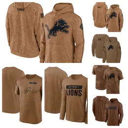 T-shirt Detroit''lions''Brown Men Women Youth 2023 Salut till Service Club Pullover Hoodie