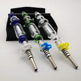 10mm 14mm Joint Nector Collector Kits Mini Smoking Pipes With Titanium Tip Dab Oil Rigs Straw Glass Dish NC Collectors Small Bong LL