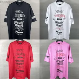 24SS Tasarımcı Blenciaga T Shirt Baleciaga Yüksek Versiyon Paris Moda Marka B Family 2024 Yeni Dragon Year Limited Edition Erkek ve Kadın Çift Gevşek Basılı Kısa Slee