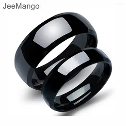 Cluster Ringe JeeMango Trendy Edelstahl Paar Ring Klassische Schwarz Gun Überzogene Männer Frauen Schmuck Minimalistischen Finger OGJ479H