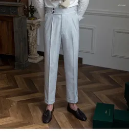 Mäns kostymer Italien Business Dress Pants Men High Quality Office Social Suit Casual Wedding Groom Trousers Grey Pantaloni Uomo