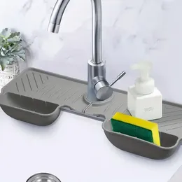 Kitchen Storage Silicone Sponge Holder Faucet Water Catcher Mat 2 IN 1 Absorbent Splash Draining