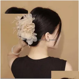 Kopfbedeckung Haarschmuck Kopfbedeckung Haarschmuck Schwarz Mesh Schleife Feder Blume Klaue Damen Haarbekleidung Große Größe Lässig La Ostrich C Dh4Nt