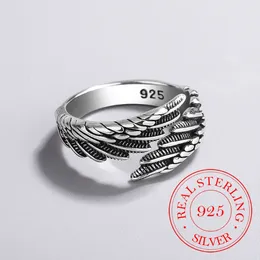 Cluster Rings 925 Sterling Silver Retro Feather for Women Luxury Designer Jewelry Gift Female Trends 2024 Erbjudanden med